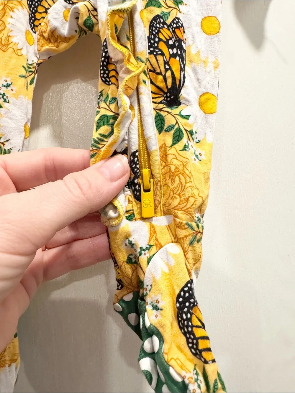 Bums & Roses Ruffle Footie Make Your Monarch 0-3M Butterfly Sunflower Floral